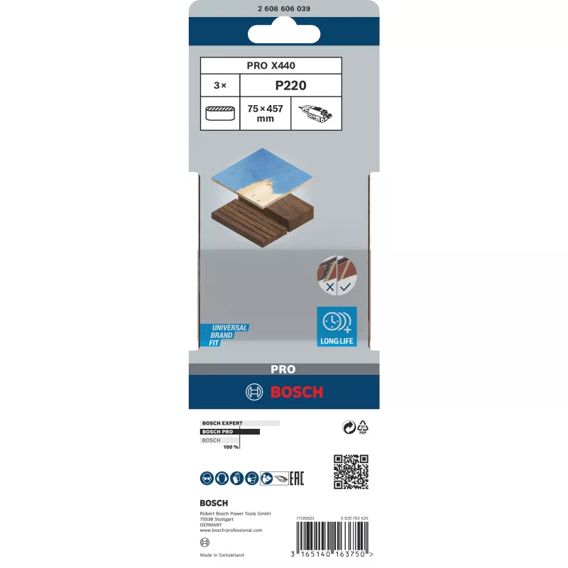 Taśma szlifierska Best for Wood do drewna 3 sztuki ziarnistość 220 75 mm x 457 mm