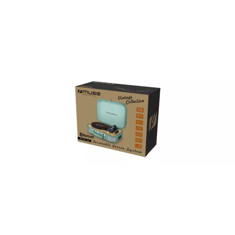 Odtwarzacz cyfrowy Muse Vintage Collection MT-201 WG z gramofonem, nagrywarką cyfrową i odbiornikiem Bluetooth 10W
