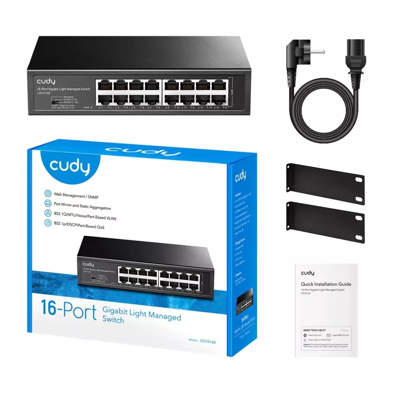 Przełącznik Cudy GS1016E 16-portowy Gigabit Ethernet niezarządzalny, 16× 10/100/1000 Mbps
