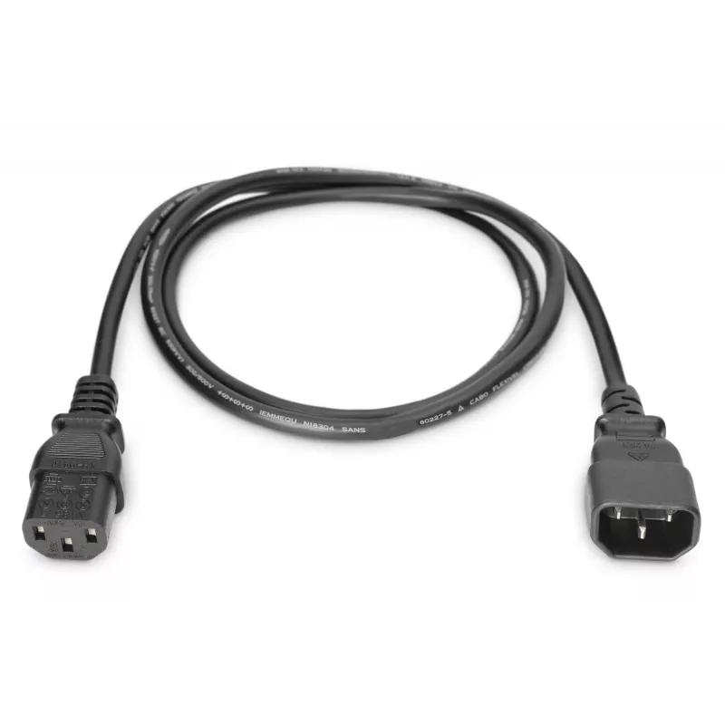 Digitus ASSMANN - Kabel przedłużacz zasilający - IEC 60320 C14 do zasilania IEC 60320 C13 - AC 250 V - 1,2 m - Formowany - Czarny (AK-440201-012-S)