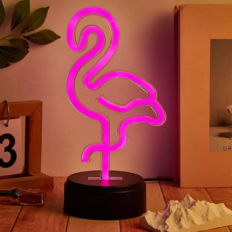 Dekoracyjna lampa stołowa LED MANTA SNL79PK różowy flaming - dekoracyjne światło LED