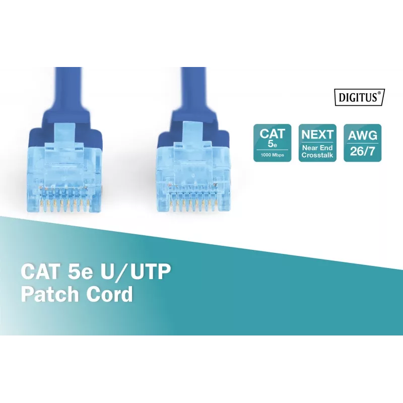 Przewód krosowy U/UTP Cat.5e PVC 2m niebieski