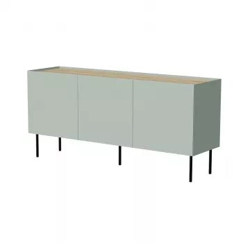 Komoda cama meble FELLINI 150×40×70 cm, oliwkowa z olejowanym dębowym blatem, korpus MDF