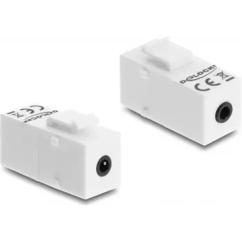 Moduł Keystone DELOCK gniazdo stereo jack żeńskie 3,5 mm 4-pin do gniazda stereo jack żeńskiego 3,5 mm 4-pin biały