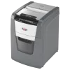 Niszczarka do papieru REXEL Optimum AutoFeed+ 100X — automatyczne podawanie 100 arkuszy, cięcie krzyżowe 4 x 28 mm, kosz 34 L, aluminium