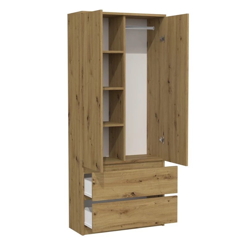 Topeshop SZAFA MALWA ART bedroom wardrobe/closet 5 shelves 2 drzwi(s) dąb