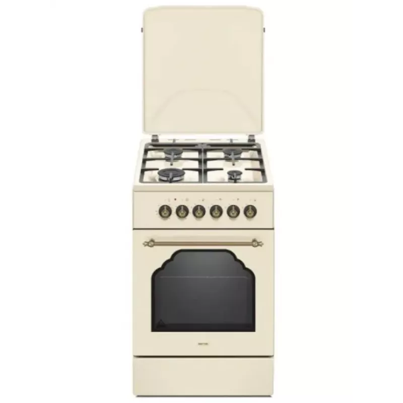 Kuchenka gazowo-elektryczna MPM MPM-56-KRM-14, 56 cm, 4 palniki gazowe, piekarnik elektryczny, kremowy
