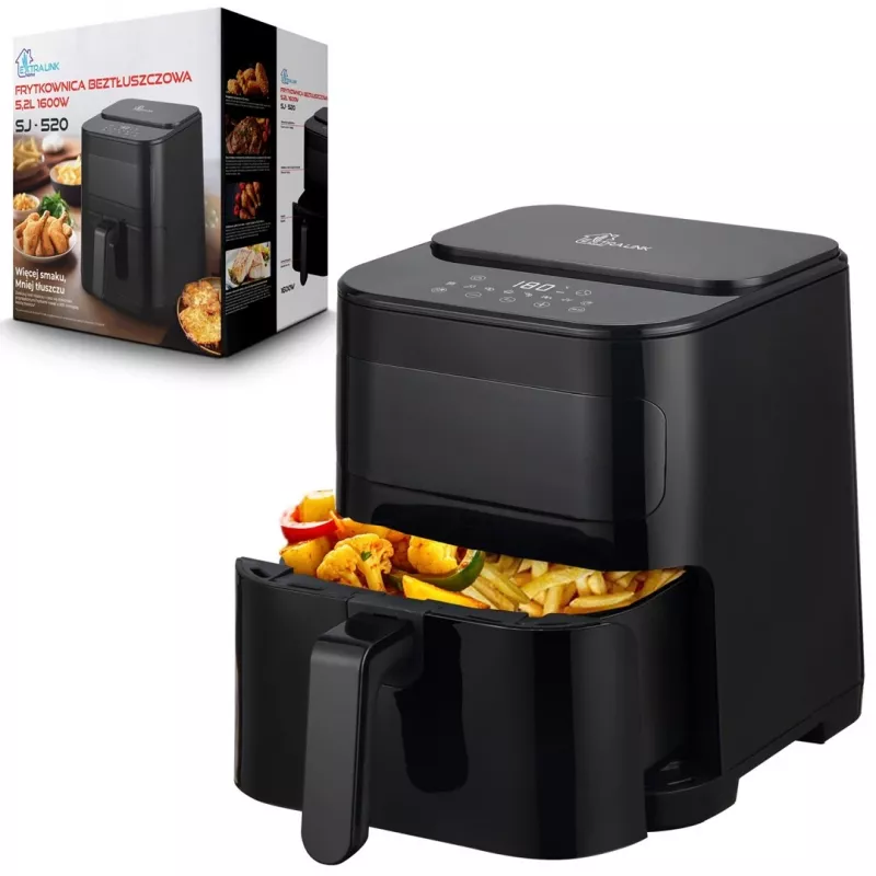 Extralink HOME AIR 5.2L EU SJ-520 frytkownica Single 1600 W Frytownica bezolejowa Czarny