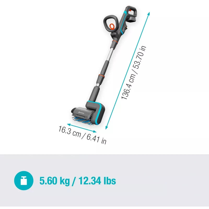 akumulatorowy wielofunkcyjny środek czyszczący AquaBrush Universal 18V P4A, czyścik do twardych podłóg Szary/turkusowy, akumulator Li-Ion 2,5Ah P4A, POWER FOR ALL ALLIANCE