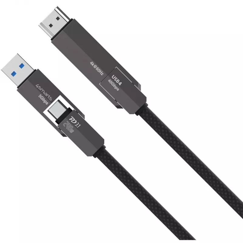 Kabel USB4 HDMI 4smarts ComboCord 240W 1.5 m – USB4 na HDMI, zasilanie 240W, długość 1,5m