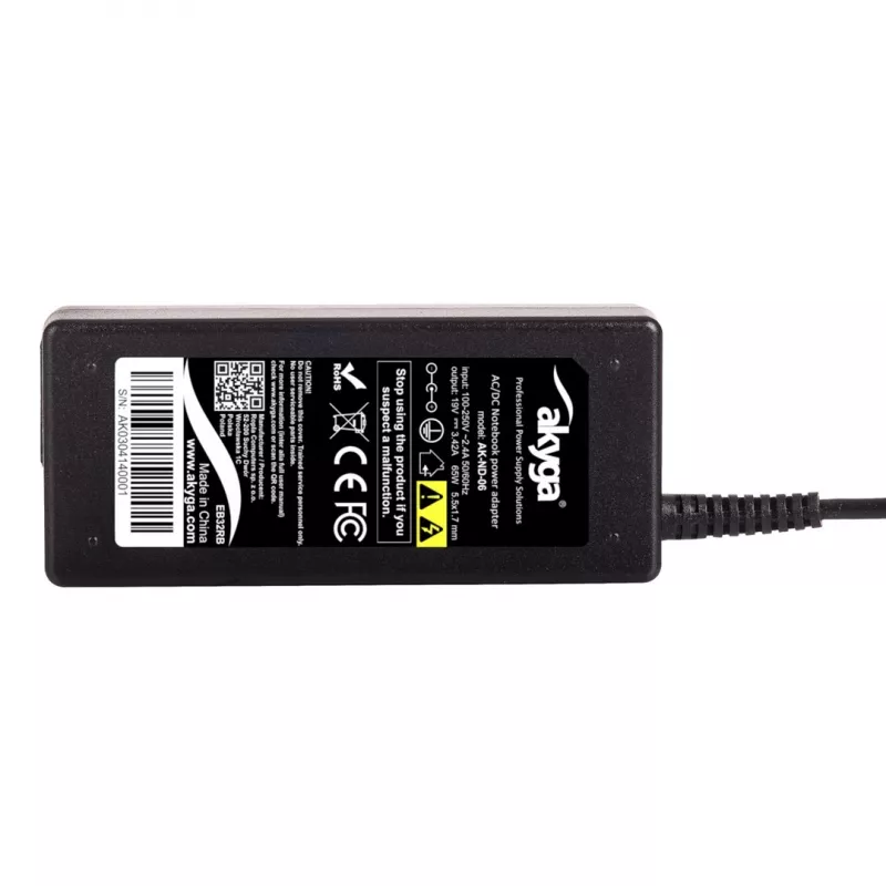 Zasilacz Akyga AK-ND-06 65 W wewnętrzny zasilacz do laptopa, 100–250 V, czarny, obudowa ABS