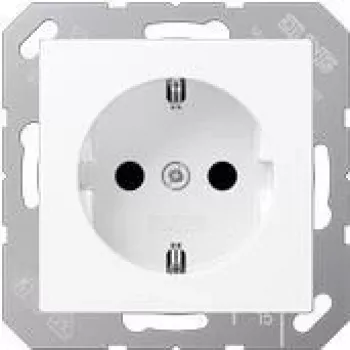 Gniazdo wtykowe typ F Jung A 1520 BFKI WWM, 16 A, 250 V, biały, tworzywo termoplastyczne, 55×55 mm