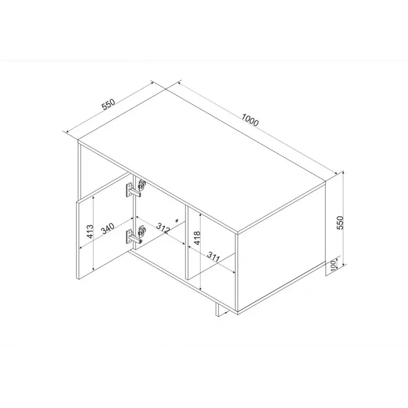 Stolik kawowy cama meble ALMA 100×55×55 cm, prostokątny beżowy blat, wykończenie kaszmirowe