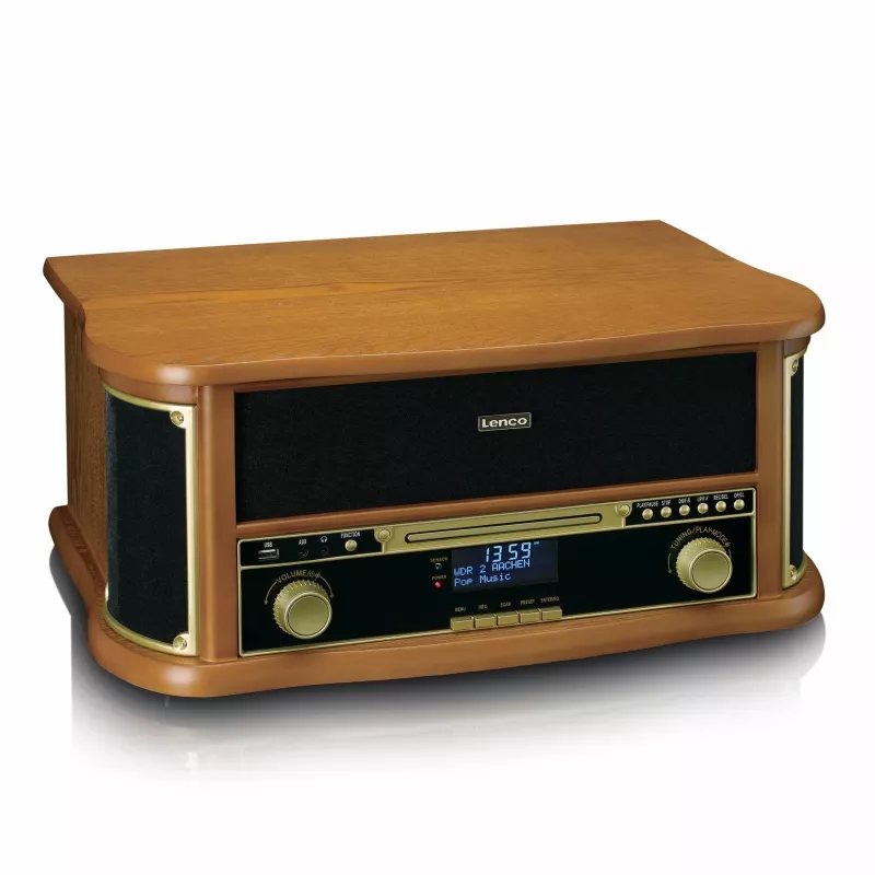 Lenco TCD-2571WD gramofon 10W drewno 1 talerz DAB FM Bluetooth
