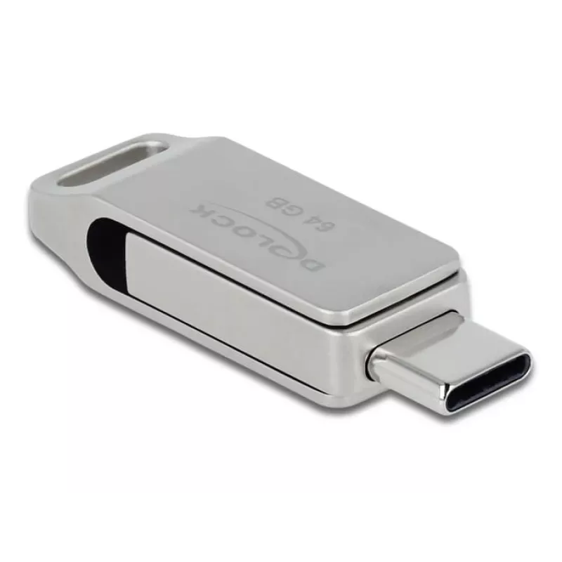 Pamięć USB DeLOCK 64GB USB-C Type-A obrotowa metalowa obudowa