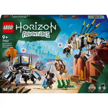 Zestaw LEGO Horizon Adventures 77037 – Aloy i Varl kontra Shell-Walker i Sawtooth, 768 elementów, 2 minifigurki