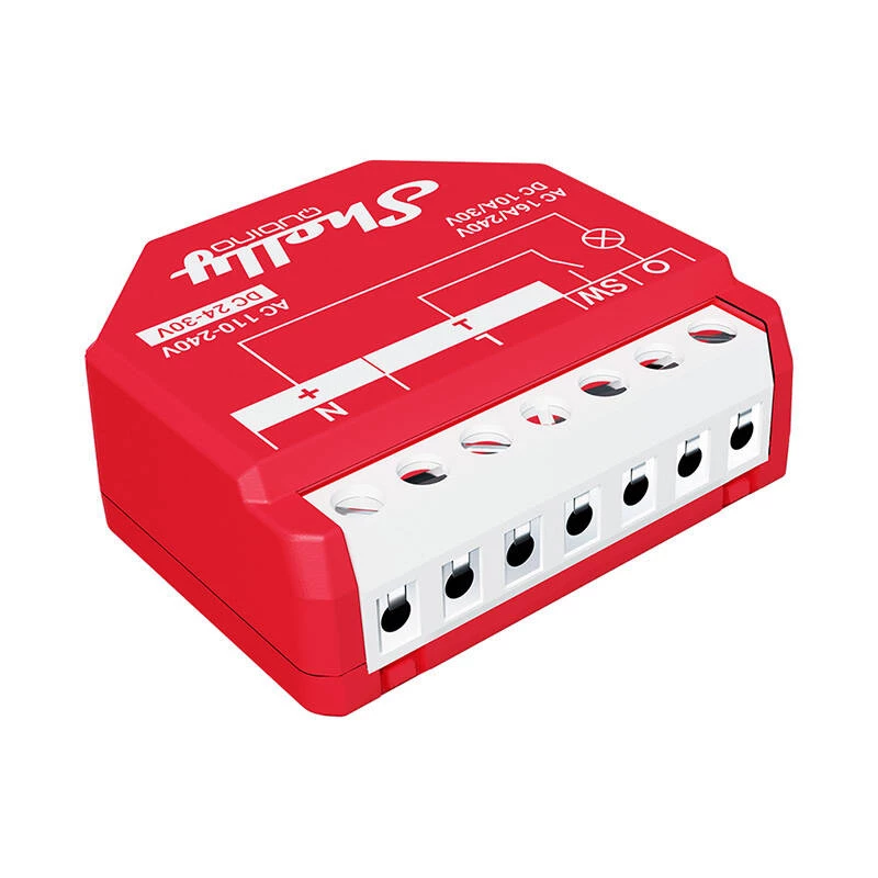 Inteligentny przełącznik Shelly W 1PM plastikowy 16A 110–240V, Z‑Wave, 868,4 MHz, czerwony, 42×37×16 mm