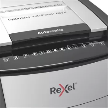 Rexel Optimum AutoFeed+ 600X Automatyczna niszczarka do papieru na ścinki poprzeczne P4