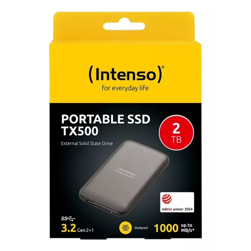 Intenso TX500 - SSD - 2TB - extern (tragbar) - USB 3,2 Gen 2x1 (USB-C Steckverbinder) - braun (3827470)