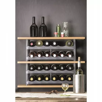 Stojak na wino na blat rotho VARIO na 6 butelek, składany, szary, 600×220×140 mm