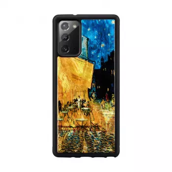 Ochronne etui na telefon iKins dla Samsung Galaxy Note 20, czarne „Cafe Terrace”
