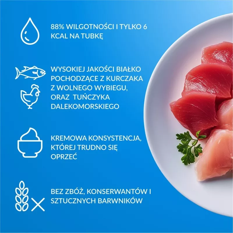 Mokry przysmak dla kota INABA CHURU 80P z kurczakiem i tuńczykiem — 80 x 14 g tubek