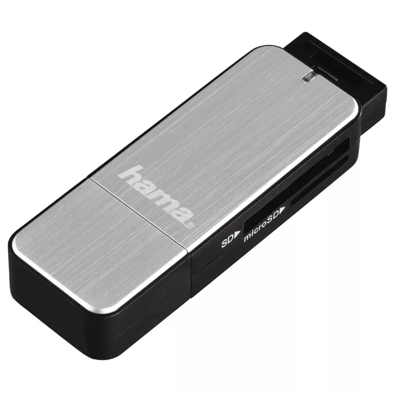 Hama 123900 czytnik kart USB 3.0 SD/microSD, aluminium, czarny/srebrny