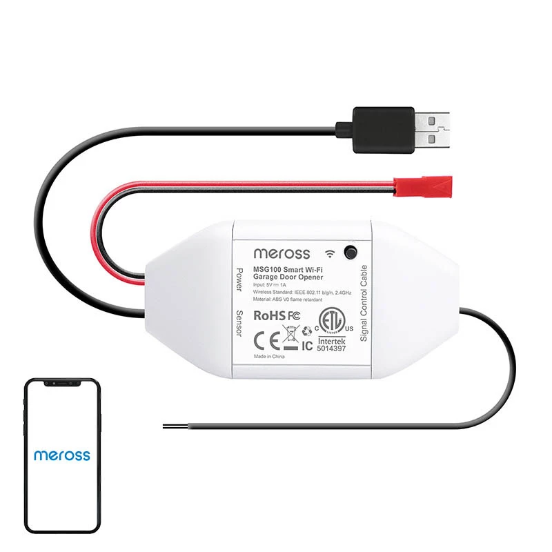 Inteligentny przełącznik do bramy garażowej Meross MSG100HK kompatybilny z HomeKit — sterowanie Wi‑Fi dla pojedynczej bramy garażowej