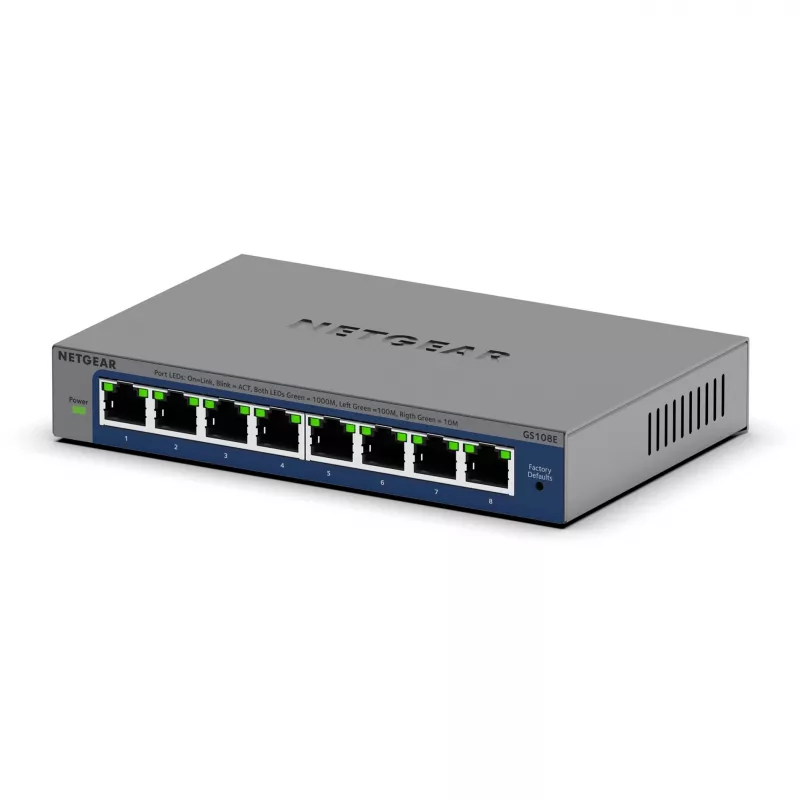NETGEAR GS108Ev4 Unmanaged L2/L3 Gigabit Ethernet (10/100/1000) szary