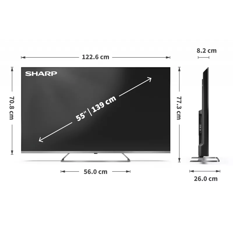 Telewizor Sharp 4K Ultra HD QLED MiniLED | 55JP7265E | 55 | Google TV | UHD