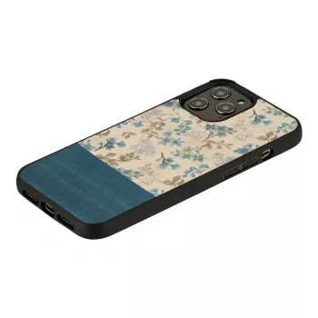Etui na telefon man and wood do iPhone 12 Pro Max — niebieski kwiat na czarnym