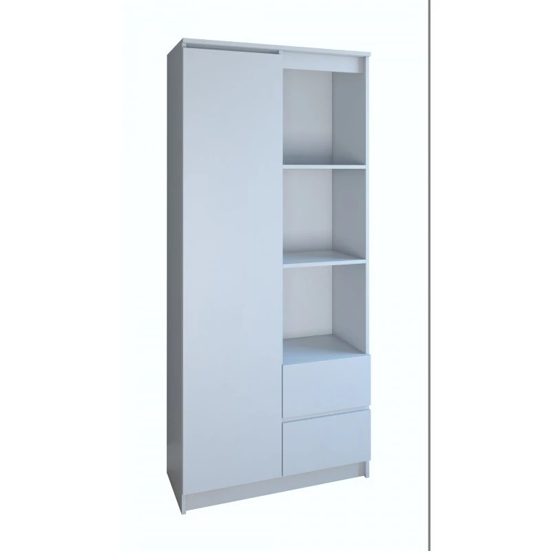 Regał biurowy Top e Shop RS-80 BILY BIEL, biała płyta wiórowa, 7 półek, 800×350×1800 mm