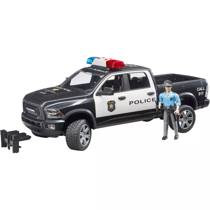Zabawkowy radiowóz terenowy BRUDER RAM 2500 Police 02505 – model w skali, pojazd do zabawy
