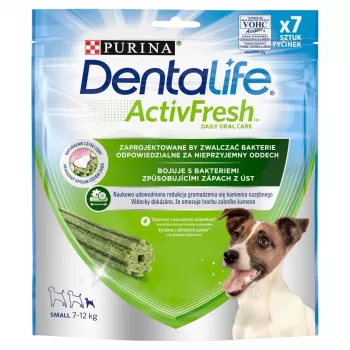 Przysmak dentystyczny Purina Nestle Dentalife Active Fresh Small 115 g — przysmak dentystyczny dla dorosłych małych psów (drób), zapobieganie powstawaniu kamienia nazębnego