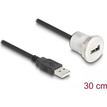 Kabel USB DeLOCK 88181 USB 2.0 0,3 m USB A czarny srebrny