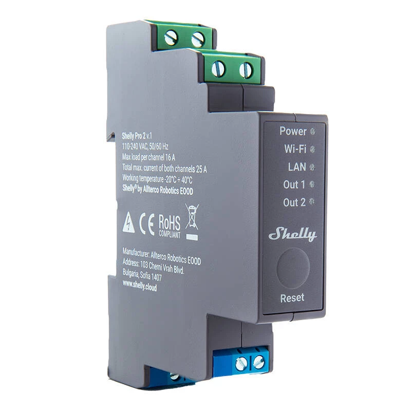 Shelly Pro 2 DIN Rail WiFi/LAN/Bluetooth Przekaźnik