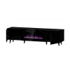 Szafka TV Cama Meble PAFOS EF z kominkiem elektrycznym 180x42x49 cm, czarny mat, 2 drzwi, 1400–1600 W