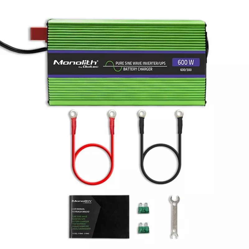 Przetwornica samochodowa Qoltec Monolith 600 W zielony 12 V
