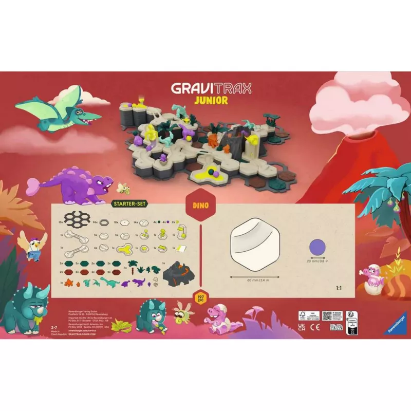 Tor kulkowy Ravensburger GraviTrax Junior zestaw startowy XXL Dino, konstrukcja toru dla dzieci