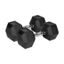 Hantel Rebel Active Hex gumowany 15 kg — pojedynczy hantel sześciokątny, kompaktowy uchwyt