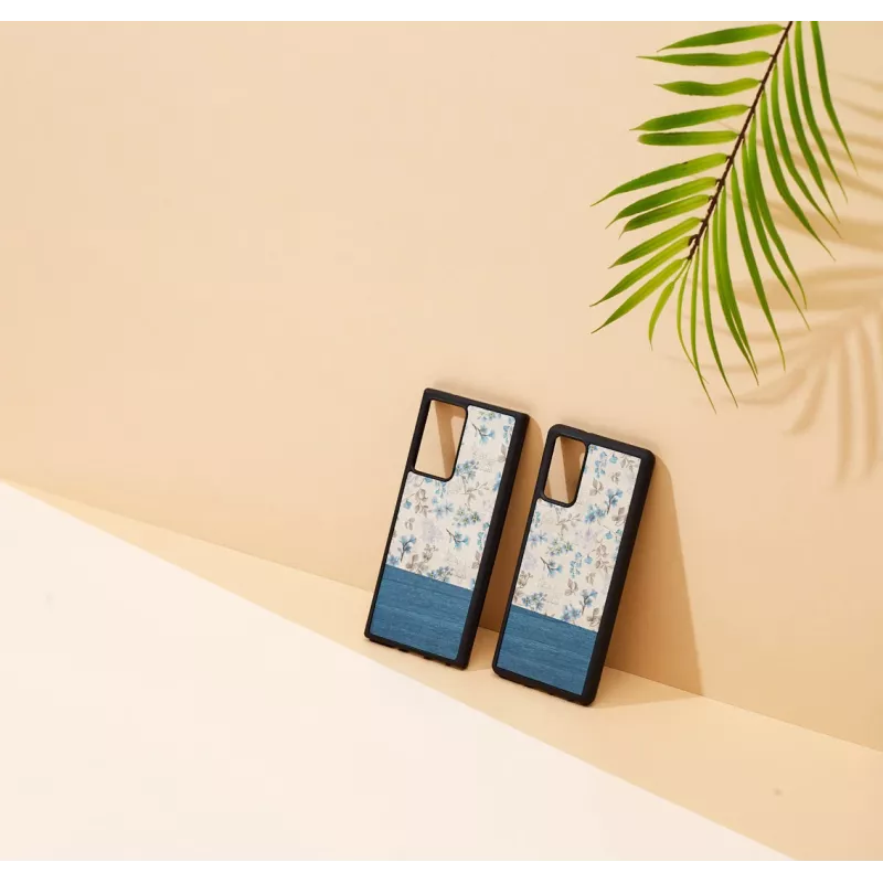 Etui na telefon man and wood do Samsung Galaxy Note 20 Ultra — niebieski kwiat na czarnym