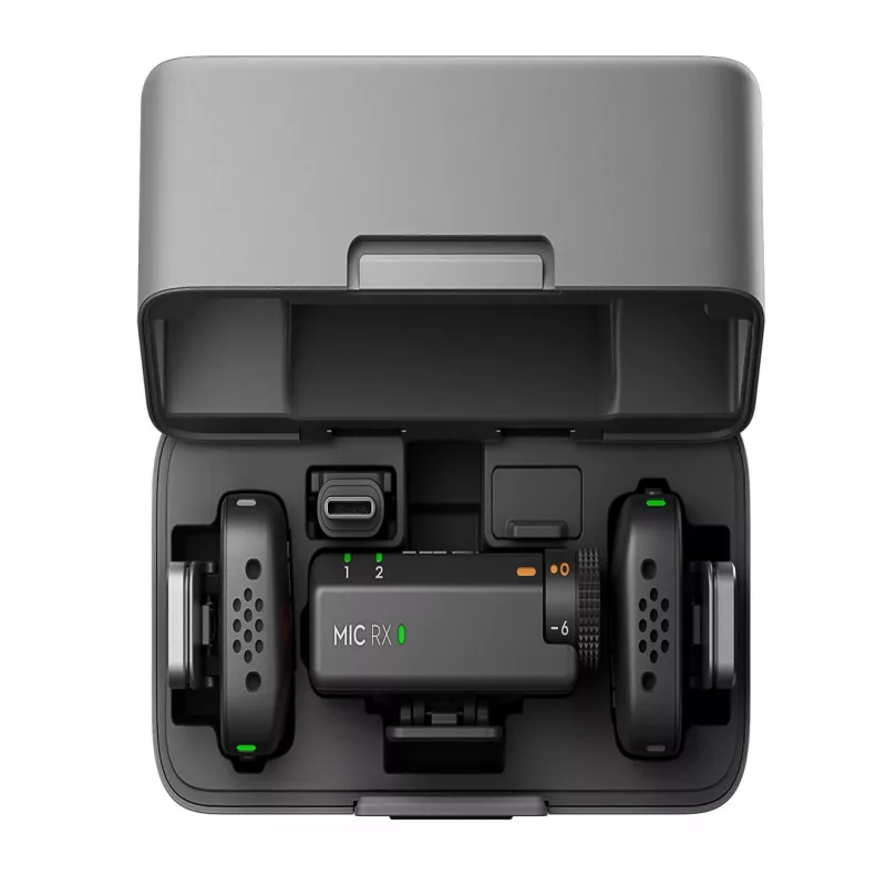 DJI Mic Mini (2 TX + 1 RX + etui ładujące) Zestaw mikrofonu bezprzewodowego - Ciemnoszary