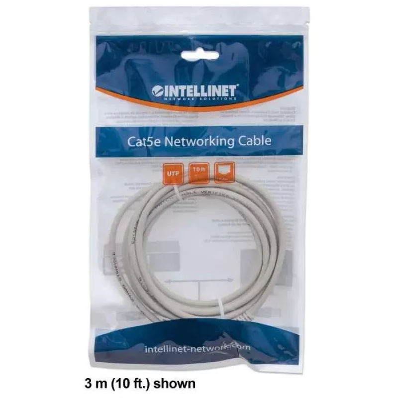 Kabel krosowy sieciowy Intellinet, Kat.6, 0,5 m, szary, CCA, U/UTP, PVC, RJ45, pozłacane styki, zabezpieczenie przed zaczepianiem, odciążka, dożywotnia gwarancja