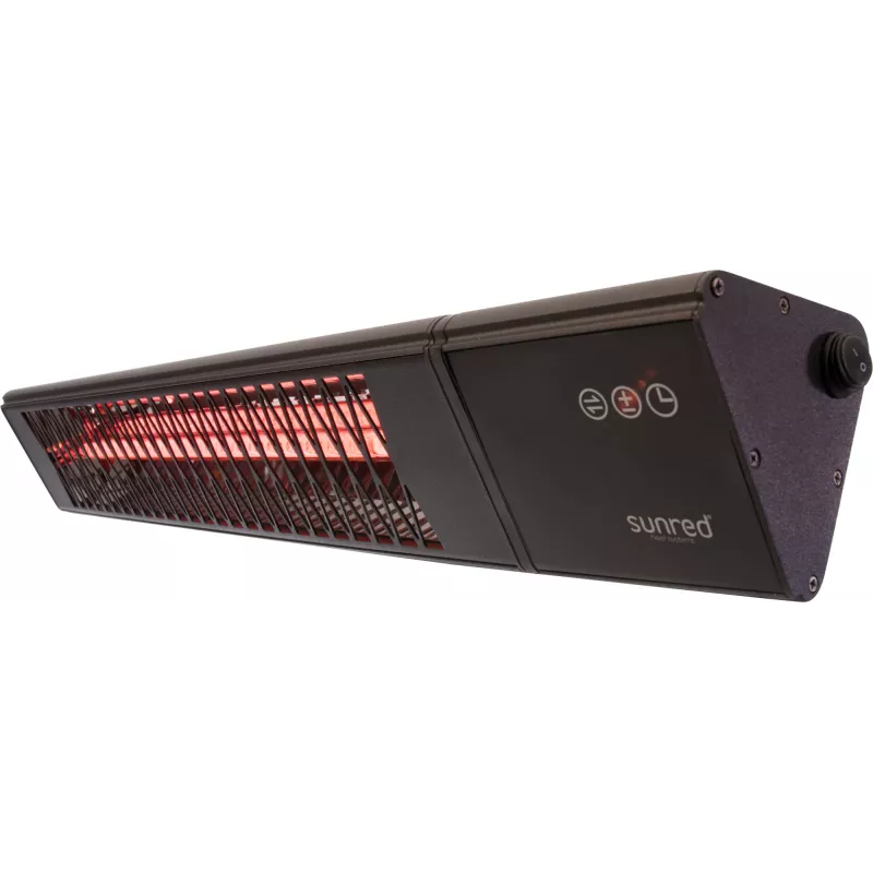 Grzejnik na podczerwień SUNRED PRO25W-SMART, ścienny trójkątny ciemny, 2500 W, czarny, IP55