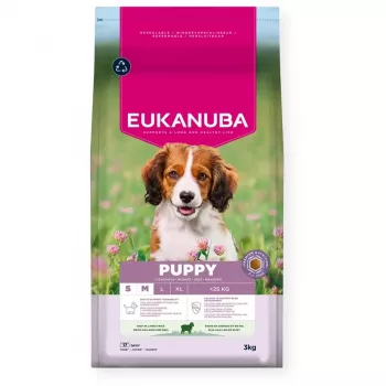 Sucha karma dla psa EUKANUBA Puppy & Junior Small/Medium Lamb & Rice 3 kg — karma pełnoporcjowa dla młodych psów ras małych/średnich