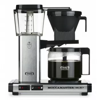 Ekspres przelewowy MOCCAMASTER KBG 741 — zbiornik na wodę 1,25 l, dzbanek na 10 filiżanek, 1520 W, stal nierdzewna/czarny