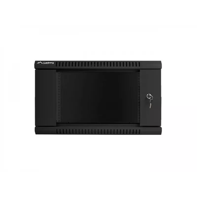Szafa rackowa instalacyjna naścienna Lanberg 19'' 6U 600x600mm czarna (szklane drzwi)