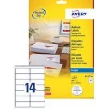 Etykiety samoprzylepne Avery J8159-100 — Białe, do drukarek atramentowych, z klejem trwałym, opakowanie