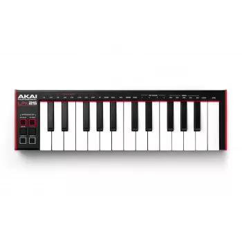 AKAI LPK25 MKII 25-klawiszowy mini klawiatura MIDI zasilana przez USB — przesunięcie oktaw, arpeggiator, 6 przycisków, czerwona