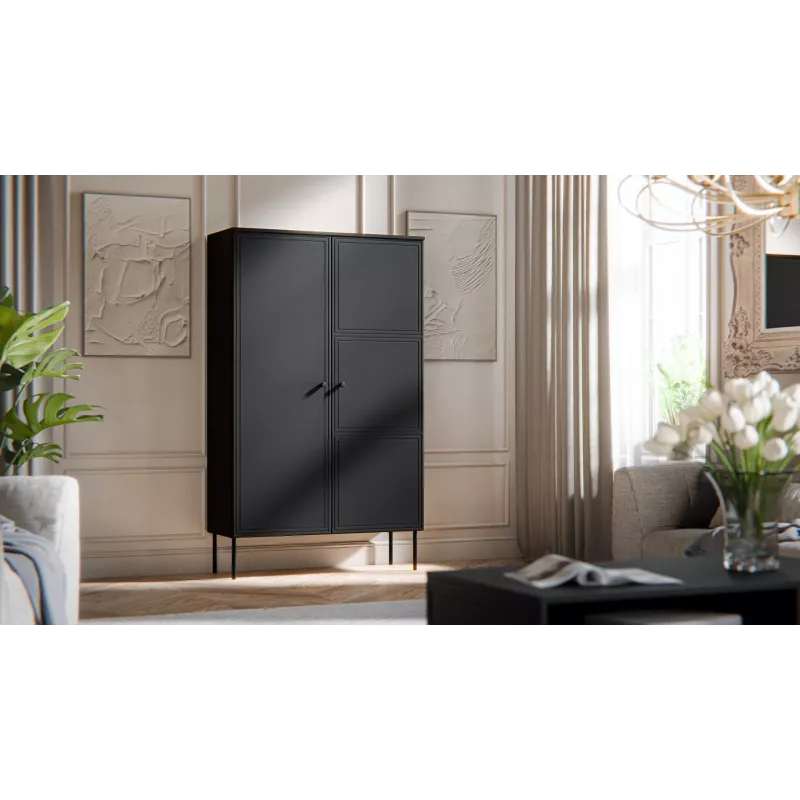 Szafka do przechowywania Cama Meble PALAZZO BIS 100x39x166 matowa czerń, wolnostojąca przy ścianie